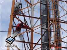 Colocación de perfiles para reforzamiento de torre,  El Empalme